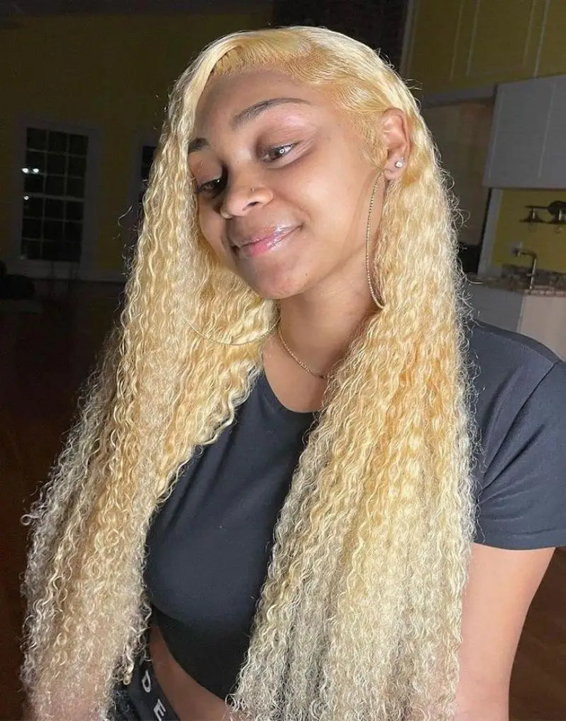 

Full Brazilian Deep Wave 613 ash Blonde Kinky Curly glueless prepluck Wigs 40 inch 13x6 hd lace frontal human hair wig for Women