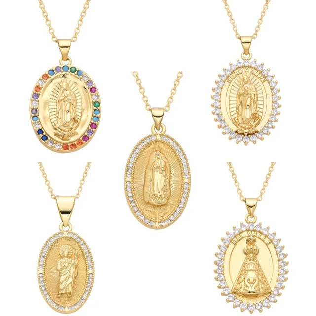 N7m7 Hip Hop Iced Out Bling Big Virgin Mary Necklaces Pendants Gold Color  Stainless Steel Madonna Necklace For Women Jewelry - Necklace - AliExpress