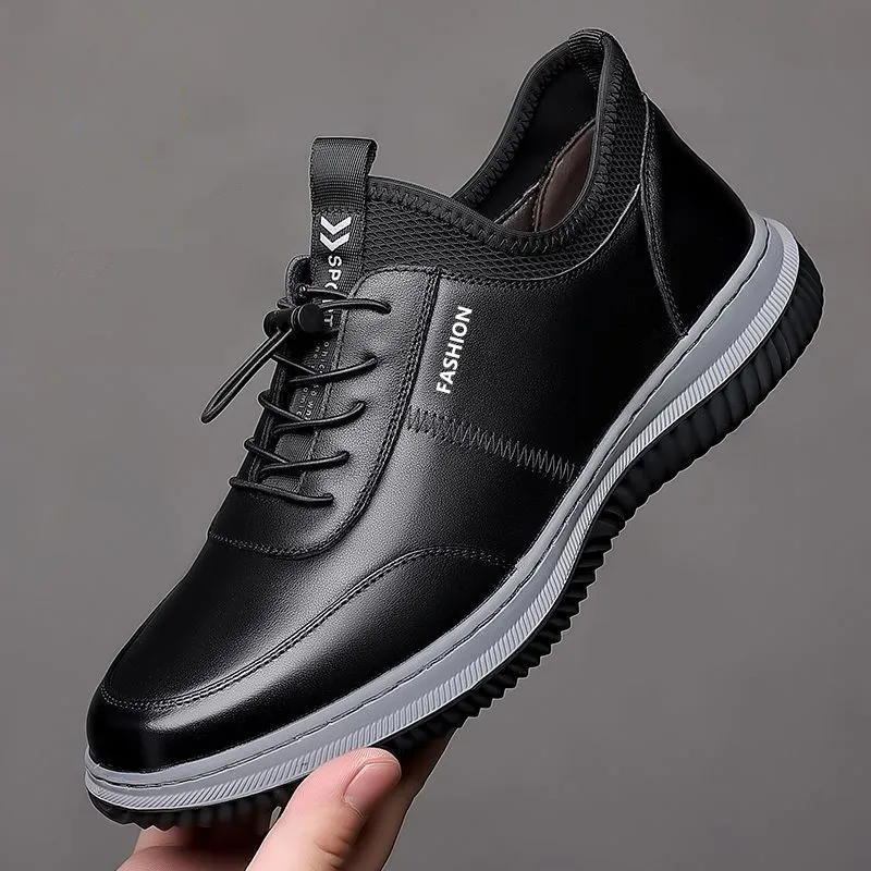 New Men Shoes PU Leather Lightwear Sport for Man Shoe Breathable Lace Up Comfortable Running Casual Shoes Outdoor Male Sneakers 2
