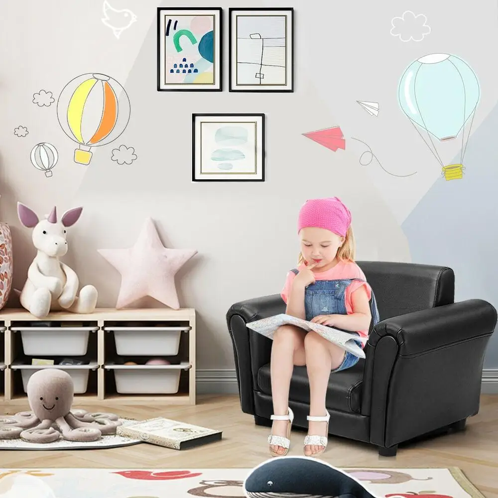 Kids Armchair Sofa with Ottoman Comfortable Toddler Furniture Space Saving Indoor Chair Perfect Gift Birthdays 3