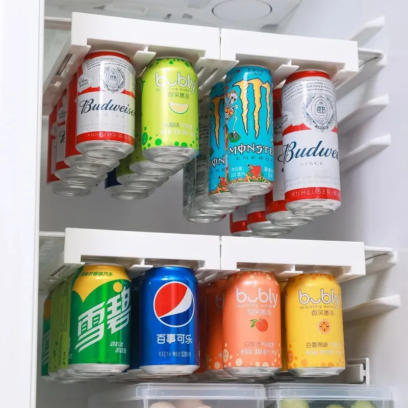 BeerSodaCanStorageRackRefrigeratorSlideUnderShelfForBeverage
