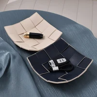Advanced Sense Woven Leather Tray Porch Key Tray Desktop Remote Control Lipstick Cosmetics Storage Box 1