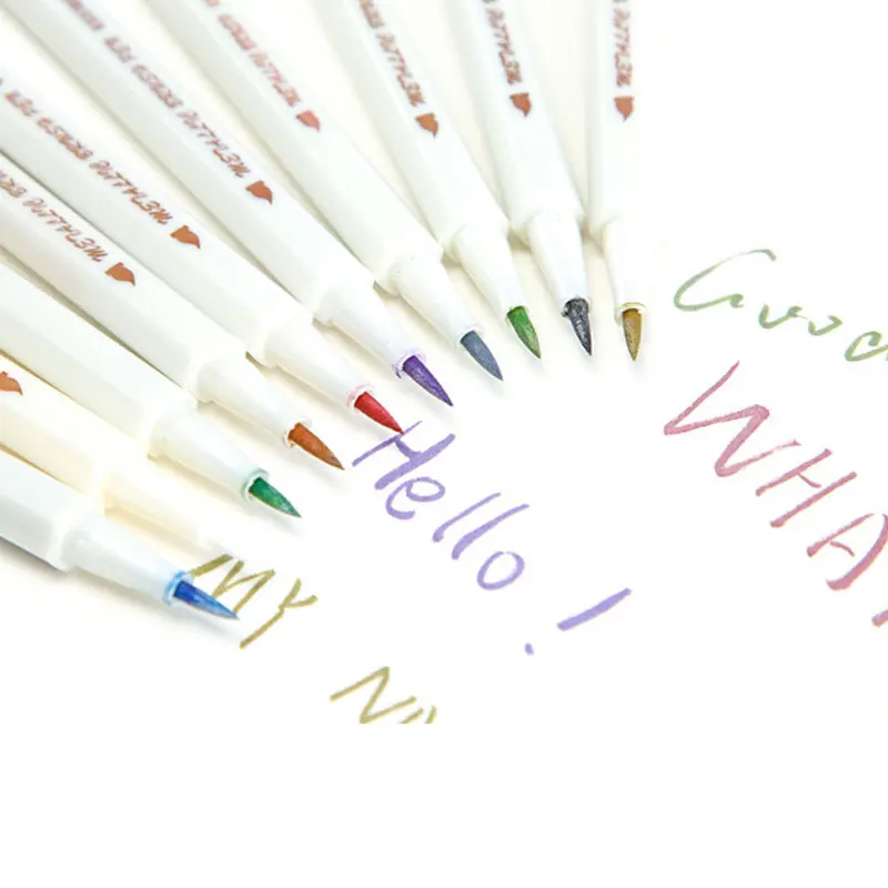 Color Marker Pens 10 PCS Brush tip Waterproof Oily Ink for Art Manga
