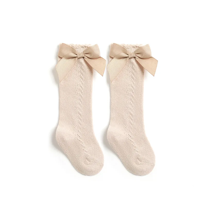 2023 New Kids Knee High Socks Baby Girls Boys Bow Long Sock Soft Cotton Mesh Breathable Children Hollow Out Socken For 0-7 Years 5
