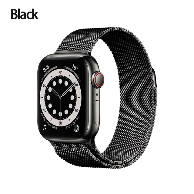 Metal Milanese loop Strap For Apple watch band 7 45mm 44mm 40mm iWatch Series 42mm38mm stainless steel bracelet magnetic 3456 se Black