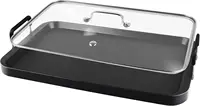 2 Burner Griddle Pan with Glass Lid,Stove Top Flat Griddle for Glass Stove Top,Aluminum Pancake Griddle,Non-Stick Griddl 1