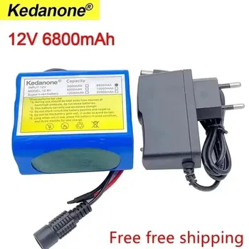 Nuova Batteria 12V 6800mAh 18650 Li-ion 6.8 Ah Ricaricabile con Scheda di Protezione BMS + Caricabatterie 12.6V