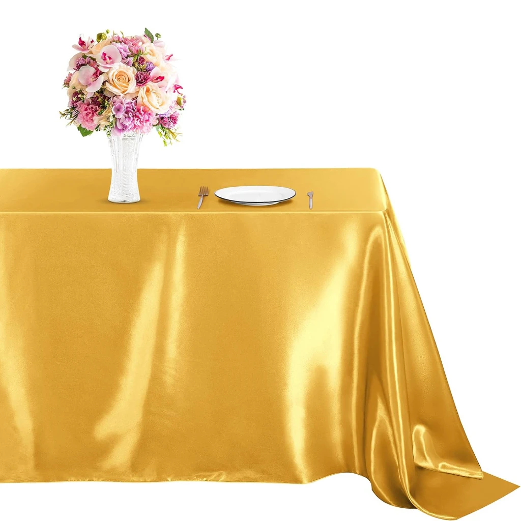 Satin rectangle tablecloth Gold for Christmas New Year Birthday events Banquet decor Home dining