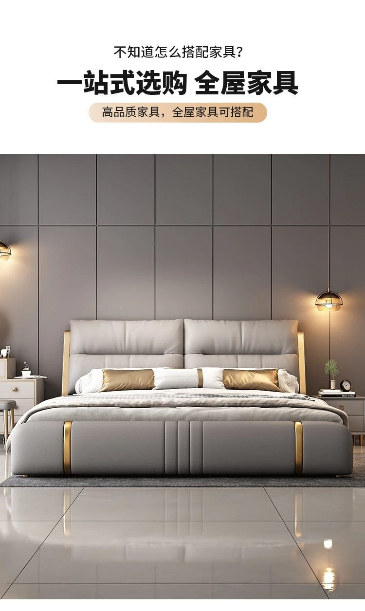 Description Picture 6 of itemPretty Elegant King Size Bed Modern Storage Italian Villa Bed Headboards Comferter Camas Bedroom Set