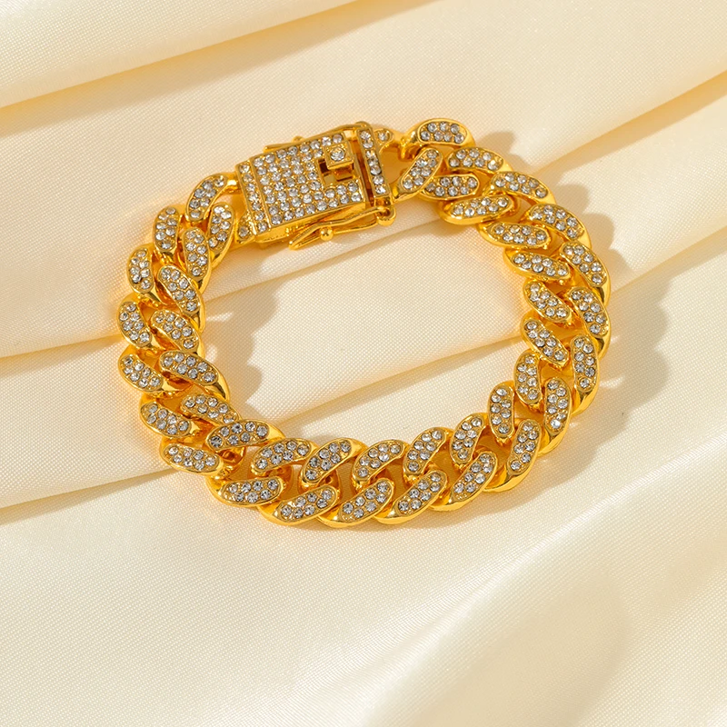 Set Di 5 Bracciali Impilabili Donna – Placcati Oro 14K – Catene Cubane E Tennis Regolabili 16,5+5 Cm