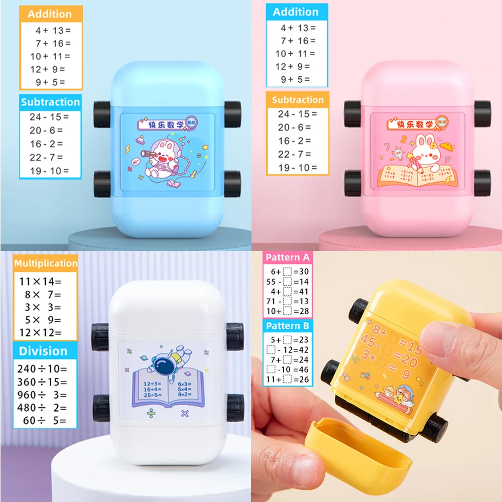 2 In 1 Math Roller Stamp Entro 100 Addizione Sottrazione Divisione Di Propagazione Dual Head Digital Math Practice Insegnamento Francobolli