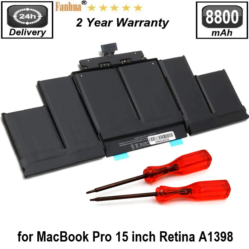 

A1494 Laptop Battery Replacement for MacBook Pro 15 inch Retina A1398 (Late 2013 & Mid 2014);fit Retina ME293 ME294 11.26V 95Wh