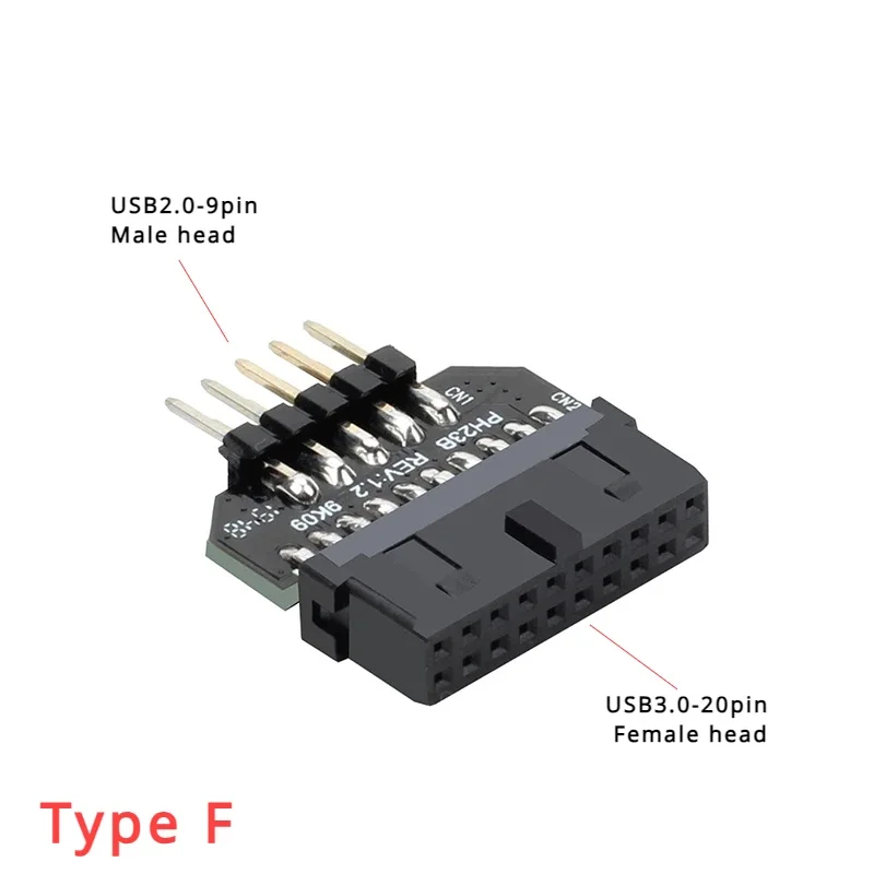 Topiky Adapter – Wandelt USB 2.0 (9-polig) Auf USB 3.0 (19-polig) Um, Für Motherboards, Schwarz, Inkl. PE-Beutel