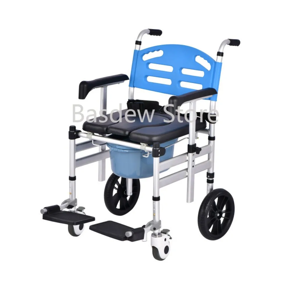 

Elderly Potty Seat Disabled Mobile Toilet Folding Bath Chair Adjustable Nursing Commode Chair Push Wheelchair