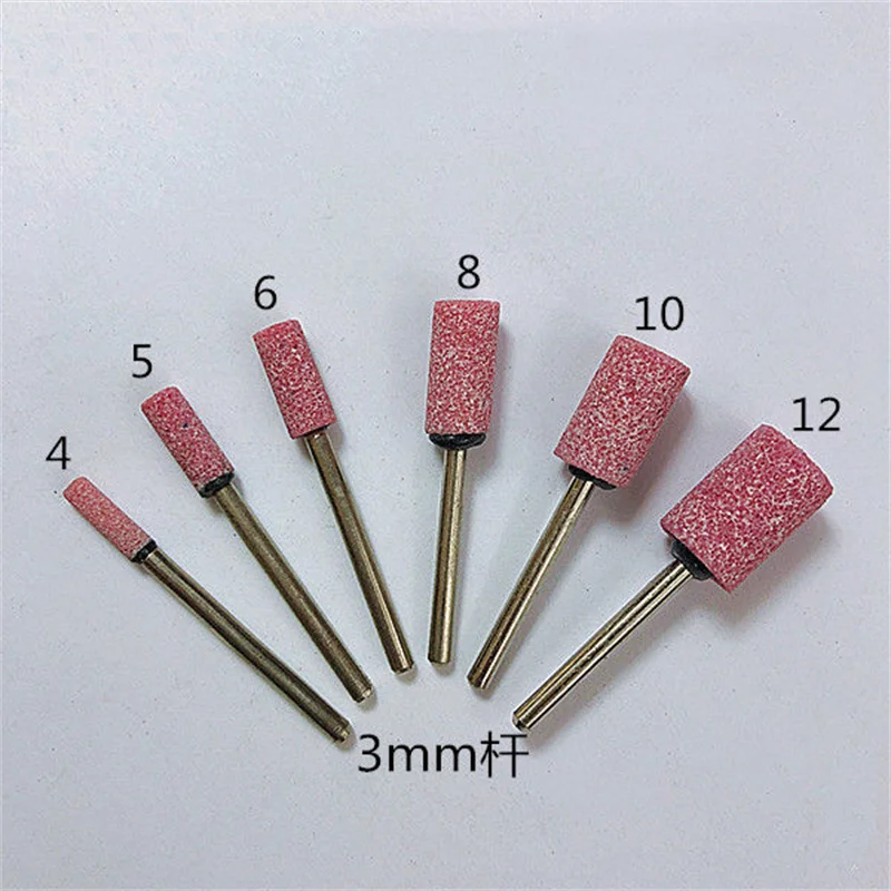 

12pc 3mm Shank Diameter Red Corundum Conical Grinding Wheels Rotary Motor Head Jewelry Polishing Cleaning Finishing Rust Removal