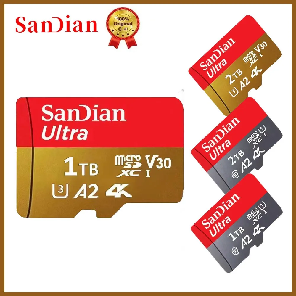 SAN DIAN 고속 마이크로 TF 미니 SD 카드 메모리 플래시 카드, 컴퓨터 카메라 드론용, 1TB, 2TB, 