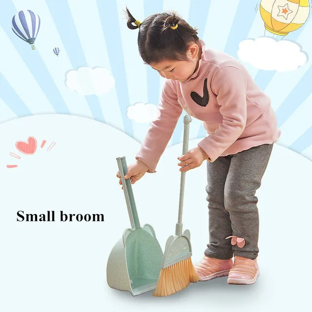 Children's Small Broom Mini Dustpan Set Simulation Cleaning Tools Soft Fur Broom Combination Toddler Toy Learning Sweeping Tools 2