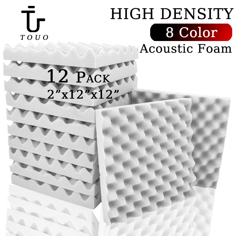 

TOUO Acoustic Insulation 12 Pcs Soundproof Foam Panels Sound Absorbing Material Studio Absorption Treatment