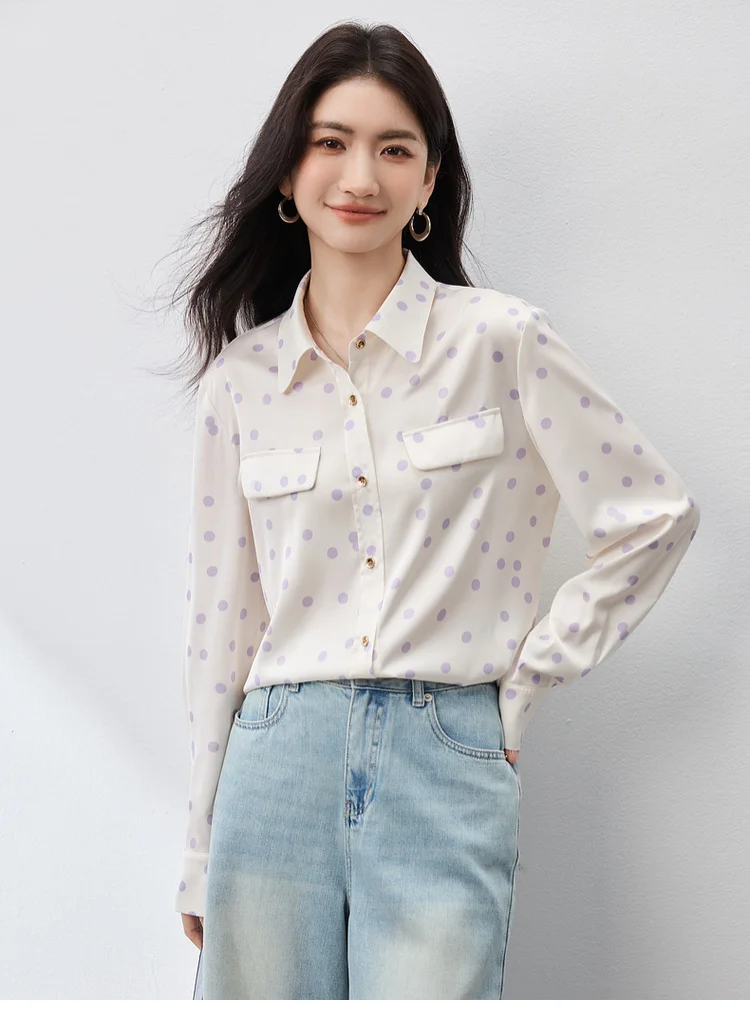 SENTUBILA purple polka dot shirt image 18