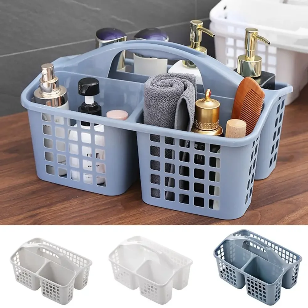 Plastic Shower Caddy Basket with Compartments, Portable Cleaning Supply Storage Organizer with Handle for College Dorm Bathroom 1