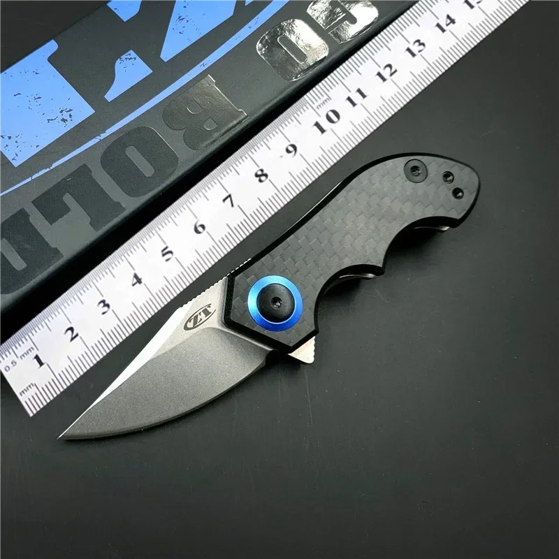 

ZT 0022 Folding Pocket Knife CPM-20CV Steel Blade Carbon Fiber Handle Mini Portable Knife Tool Camping EDC Survival Fruit Knife