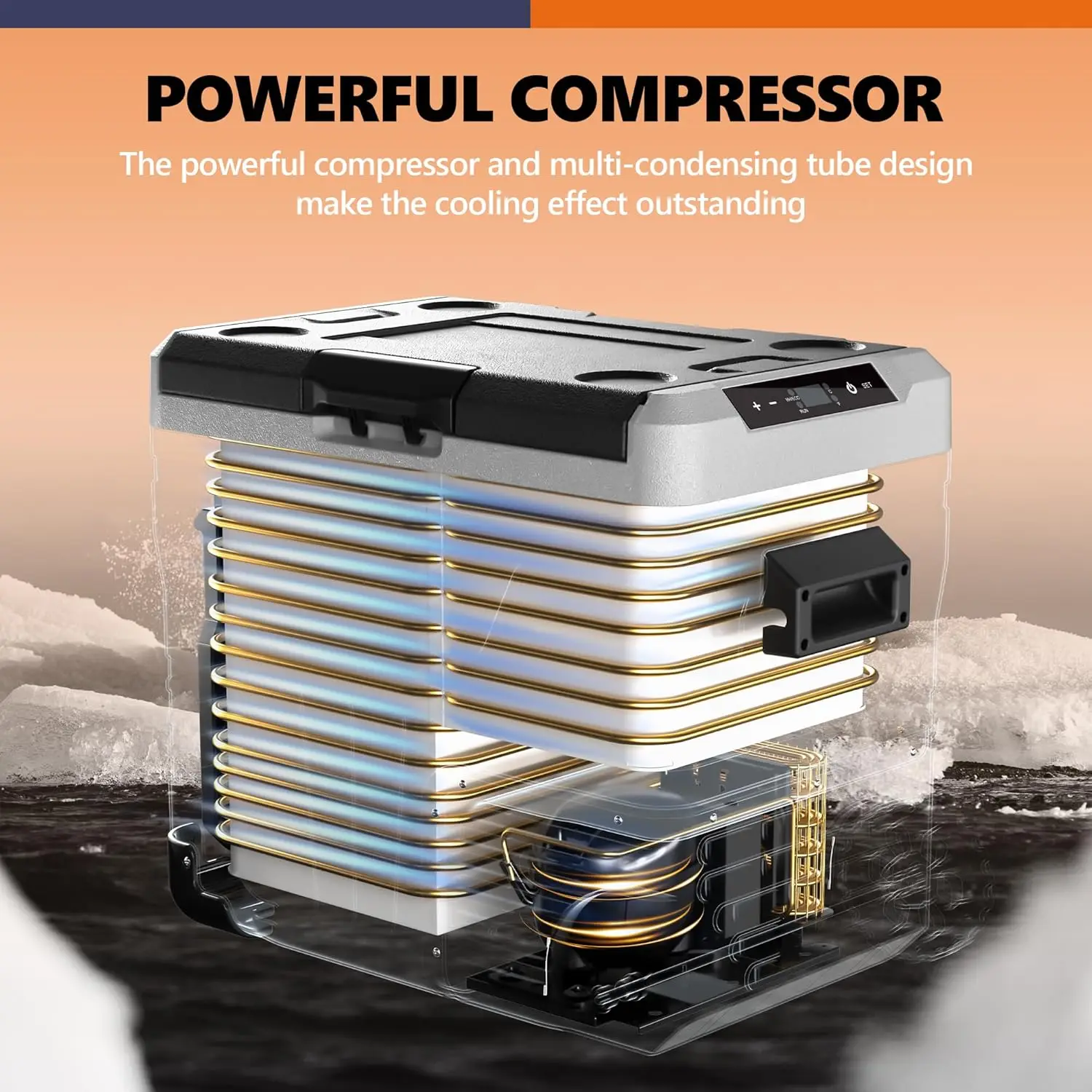 Refrigerator Portable Fridge-53 Quart(50L) Electric Cooler Big Zone with 2 Baskets and Wheels, 12V Fridge -4℉-68℉ for Camping,