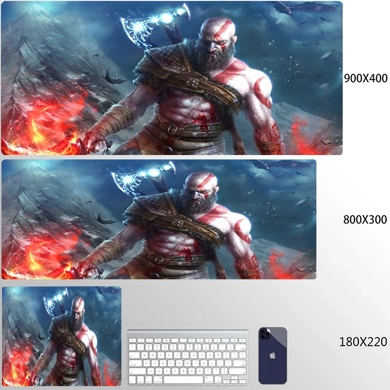 thumbnail image 1 of Alfombrilla de ratón de gran tamaño g-God of War, accesorios de oficina, teclado, alfombrilla para ordenador, armario, escritorio, alfombrilla de ratón antideslizante de goma de Anime, 1 of 5