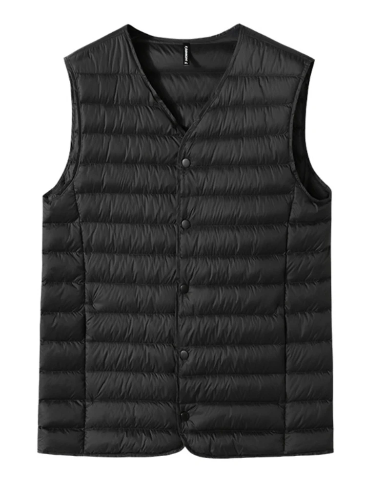 2023 New Winter V-Neck Men\'s Vest 80% White Duck Down Padding Vests Lightweight Sleeveless Jackets Warm Gilet Coat Plus Size 8xl
