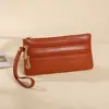 Solid Color Two Zipper Coin Purse Multi-pocket Korean Style Lychee Pattern Long Wallet Card Holder Large Capacity Shopping 3