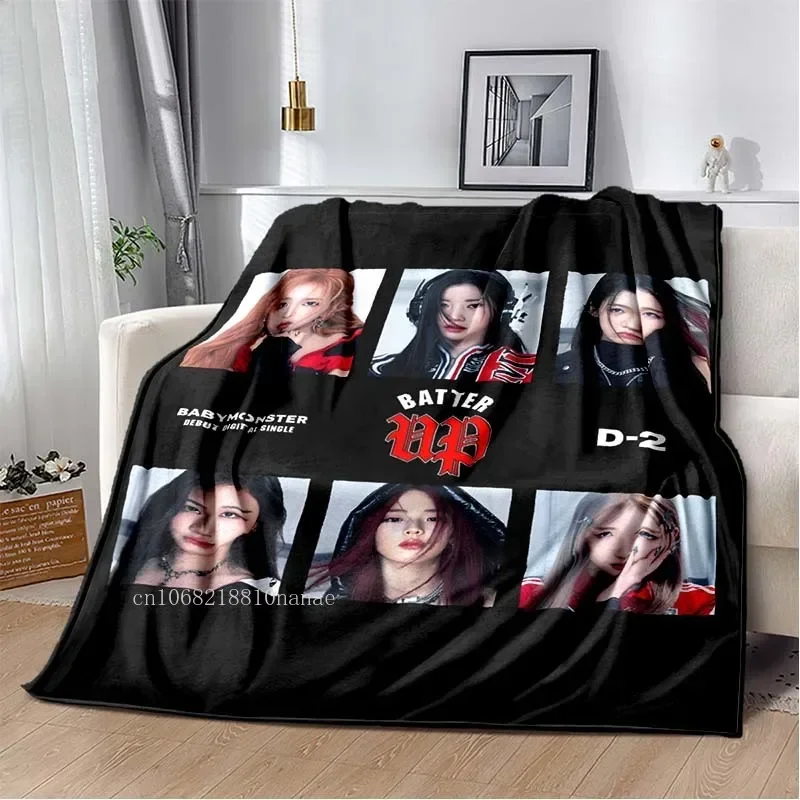Kpop Baby Monster Throw Blanket Girl Group Sofa Bedding Soft Flannel Blanket Home Living Room Decor 4