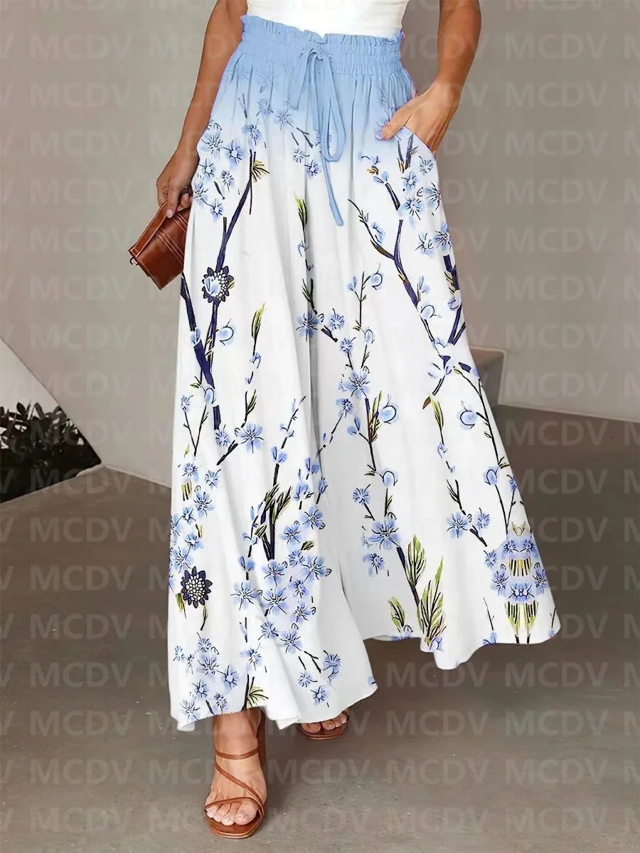 

Women's Flower Wide Leg Pants 3D Printed Women's Casual Pants 5 Color