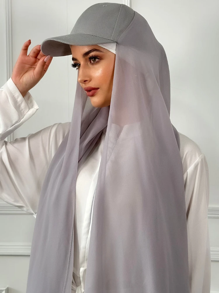 

Шифоновый хиджаб новых цветов с базовой шапочкой, Летняя Спортивная Кепка с шифоновыми хиджабами, готовый к ношению, шифоновые спортивные хиджабы мгновенного действия
