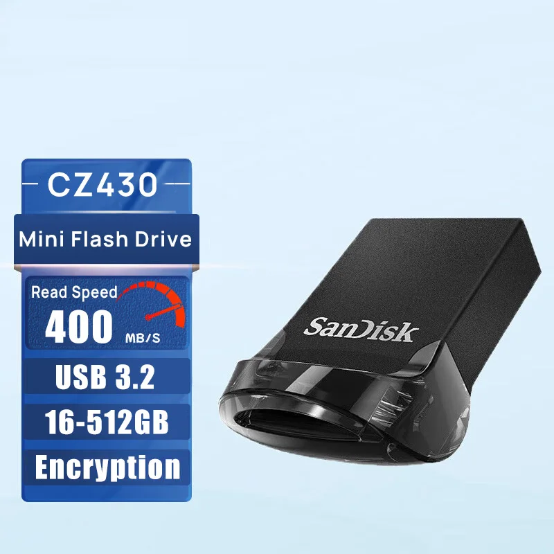 USB Flash Drive SanDisk CZ430 USB3.2 Mini Speed up to 400MB 128GB 64GB 32GB For Laptop TV Car flash drive usb flash drive