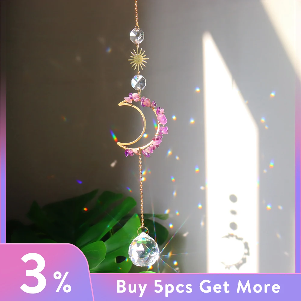 Crystal Sun Catcher Handmade Decor Rainbow Maker Car Window Hanging Sun Catcher Garden Decoration Chandelier Pendant