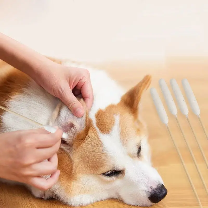 400Pcs Pet Ear Cleaner Cotton Buds Animal Ear Cleaner Big Cotton Swab Sticks Buds for Cat Dog Wax Removal pet ear cleaner