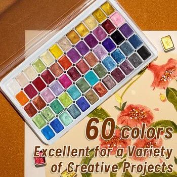 Pigmento per acquerello perlato da 20/24/36/48/60 colori: kit artistico portatile con vernice solida metallizzata per la pittura