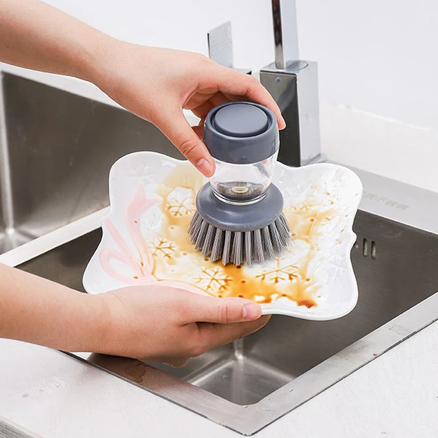 Soap Dispensing Palm Brush Kitchen Soap Dispensing Dish Brush Easy Use  Scrubber Wash Clean Tool Soap Dispenser Brush - Cleaning Brushes -  AliExpress