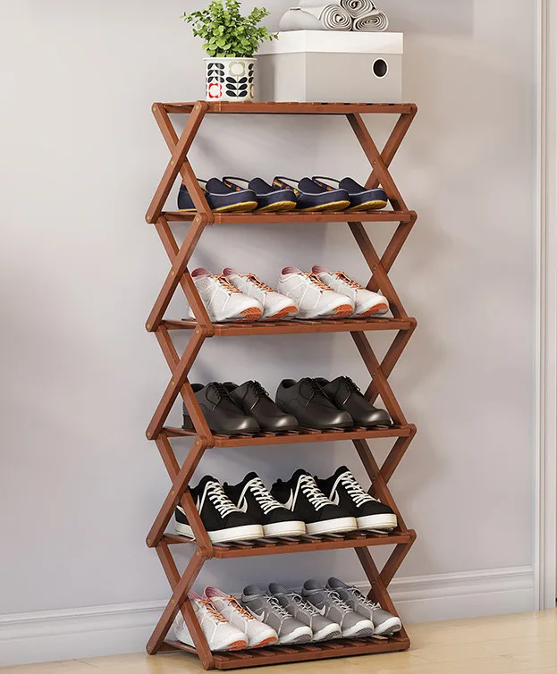 Minimalist Multipurpose Foldable Divider Rattan Shoe Cabinet Sliding Door Shelves