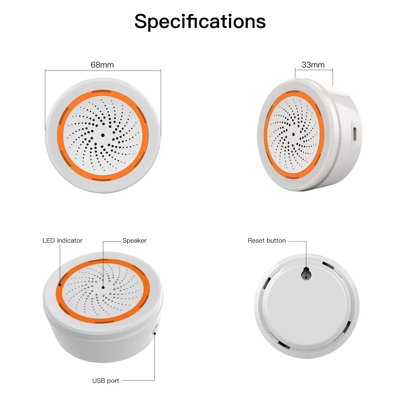 MOES Tuya ZigBee Smart Sound and Light Siren Sensor 90dB Smart Life Siren Home Security System Tuya Gateway Hub Used With Alexa smart sound light siren sensor