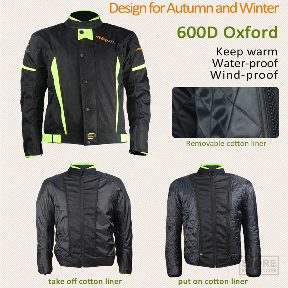 Men Motorcycle Jacket Summer Winter Waterproof Warm Riding Reflective Coat with Removable Protective Gear and Lining 5XL JK-37