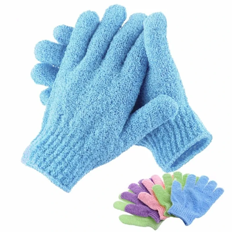2PCS Exfoliating Shower Gloves Bath Mitt with Peeling Scrub for Skin Massage And Moisturizing Body Wash Set