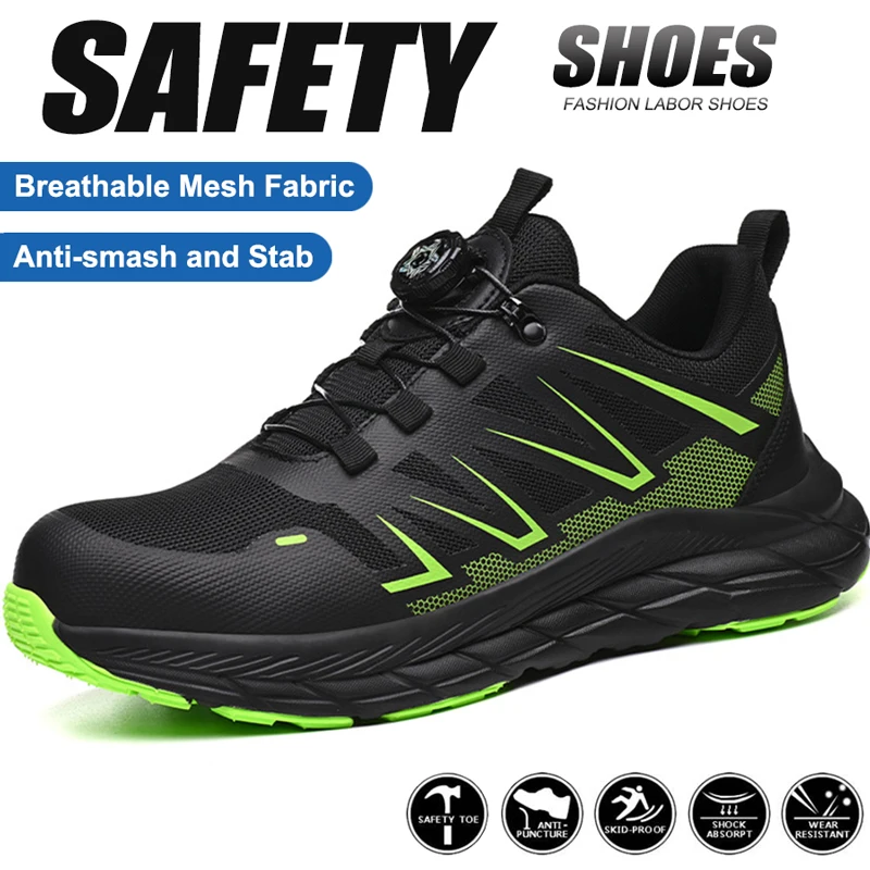 Wide Non Slip Work Sneakers Men Indestructible Comfortable Safety Tennis Shoes Lightweight Breathable Construction Sneakers Men