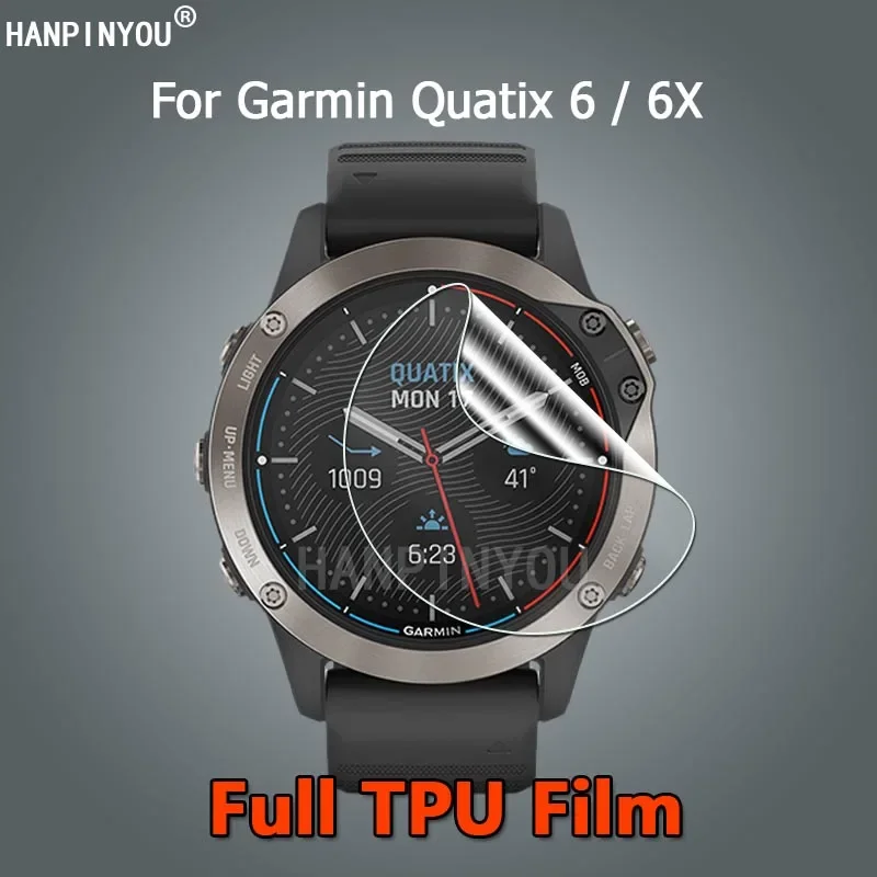 Per Garmin Quatix 6 6X Smart Watch Ultra Clear Slim Antigraffio Soft Tpu Hydrogel Pellicola Salvaschermo-Vetro Non Temperato