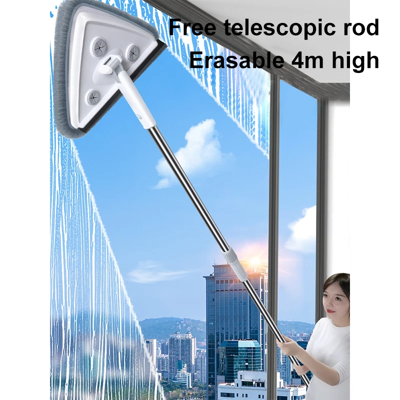 Window Cleaning Tool Triangle Glass Wiper Telescopic Rod
