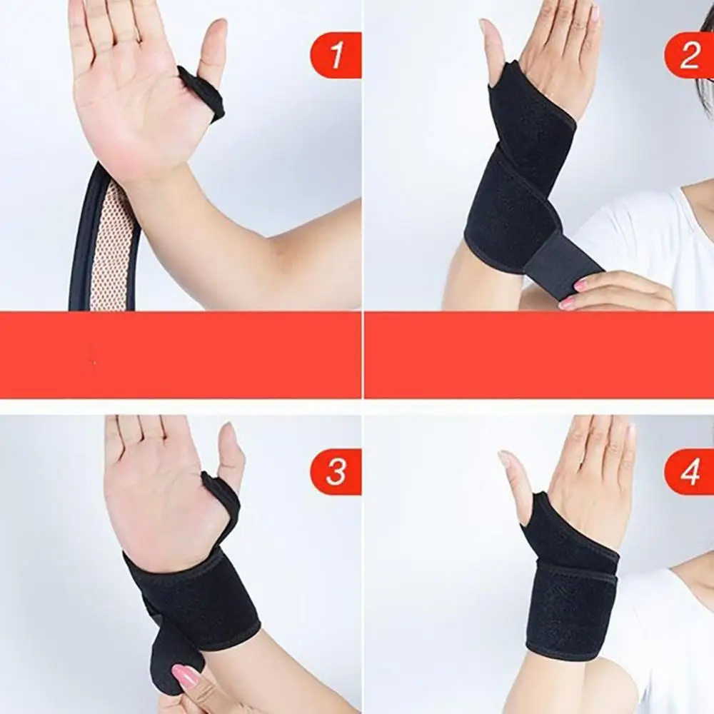 1 Pair Self-heating Magnetic Warm Wristband Wrist Support Brace Guard Protector