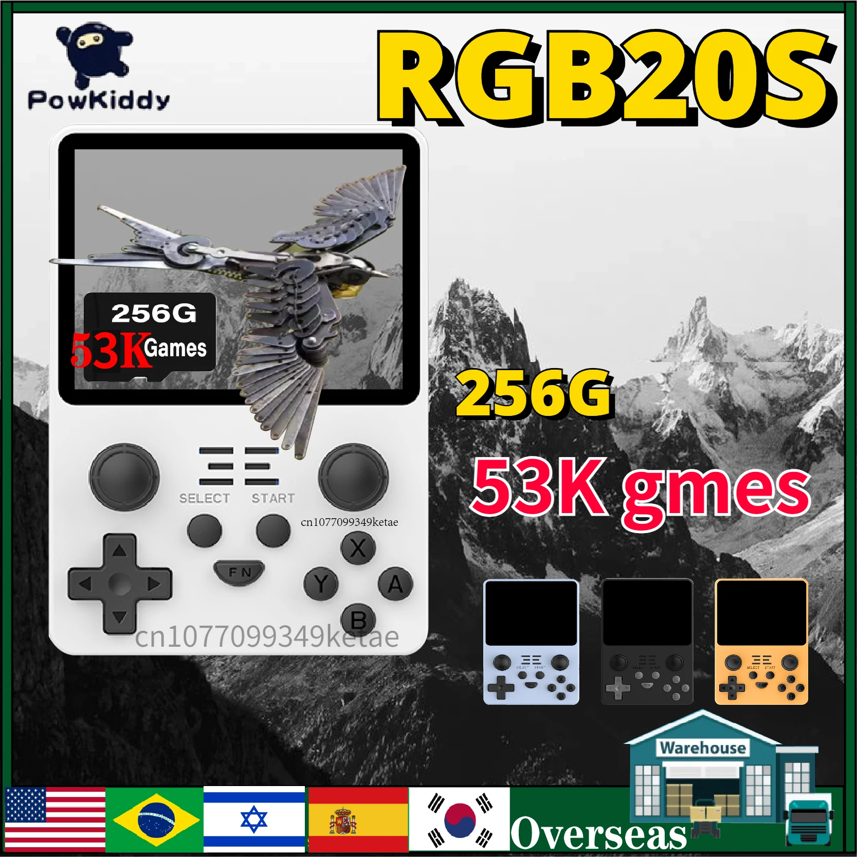 Powkiddy Rgb20S Console Di Gioco Portatile Sistema Open Source Retrò Rk3326 Schermo Ips 4:3 Da 3.5 Pollici Doppio Joystick Regali Per Bambini
