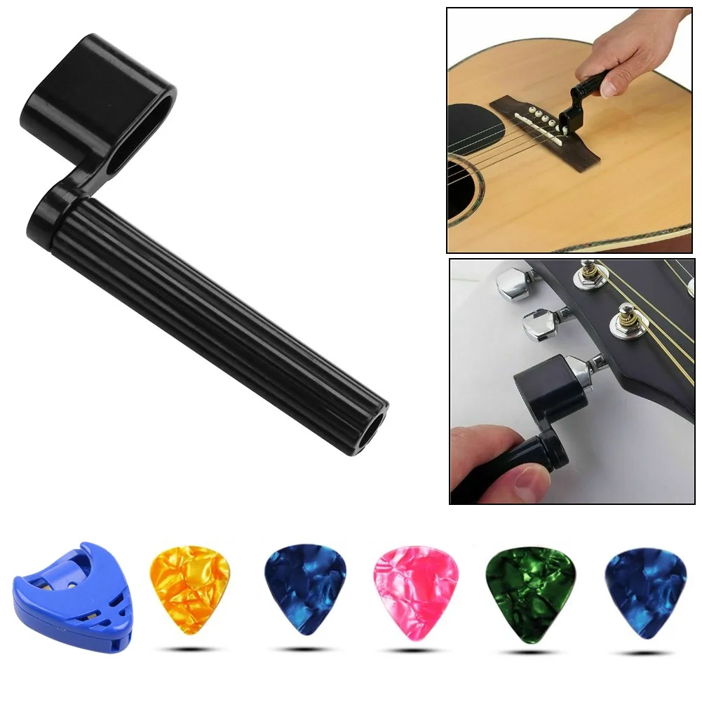 

Wholesale 5 Picks Set Alice Multifunctional Guitar String Winder Bridge Pin Puller Remover With Plectrum Holder111111