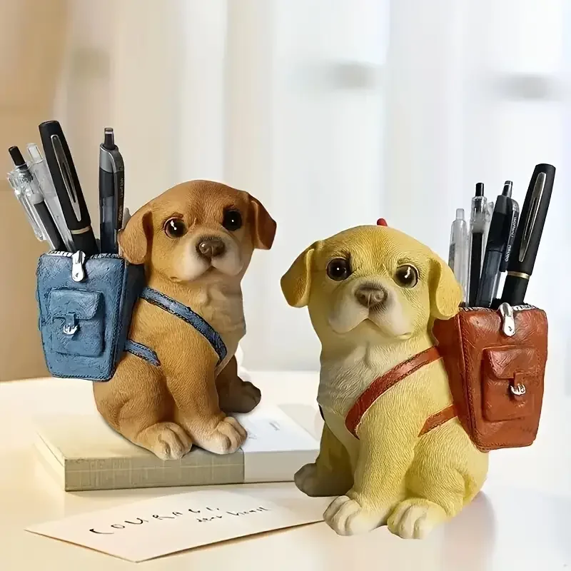 Cartoon Cute Puppy Pen Holder Resin Desk Decoration for Offices Homes Perfect Birthday Gift for Students Goung Adults 2