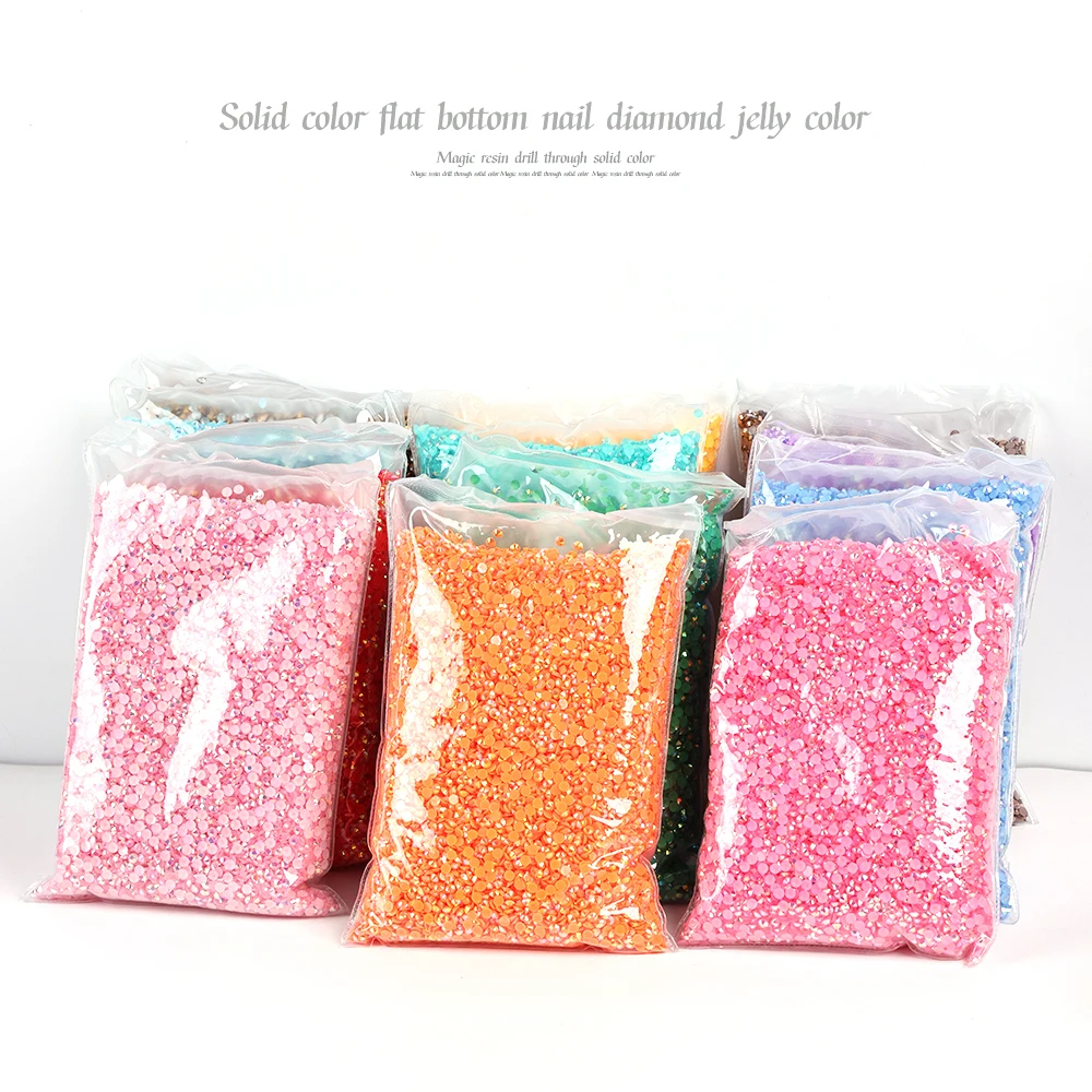 Bulk Wholesale Jelly Color AB Transparent Faceted FlatBack Resin Rhinestones for Nail Art & Garment Decoration