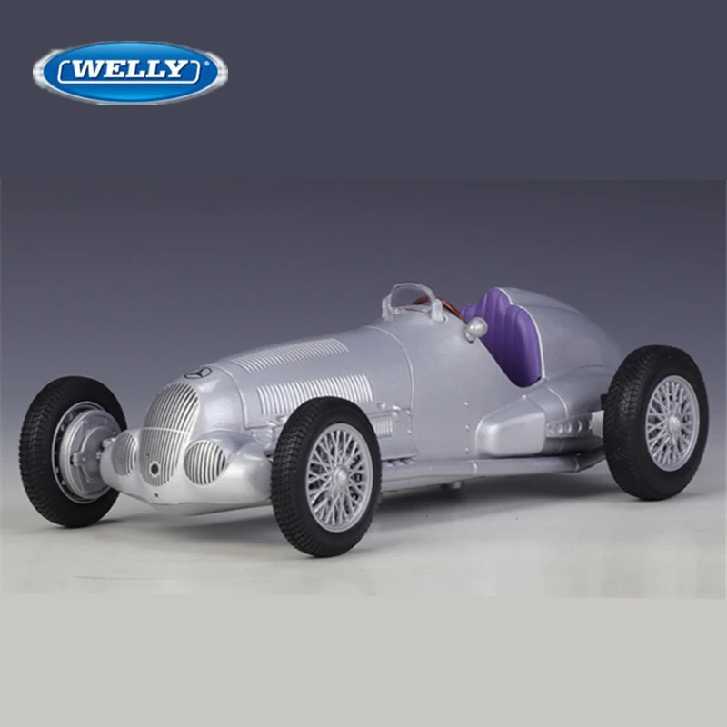 

Классическая модель спортивного автомобиля WELLY 1/24 1937 Mercedes Benz W125 из сплава, Литые металлические игрушечные автомобили, модель автомобиля, имитация детского подарка
